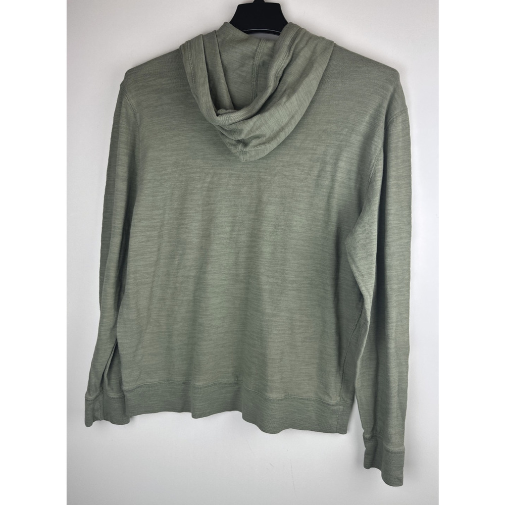 Faherty Sunwashed Slub Hoodie Trail Olive Green Organic Cotton Pullover Men's L - Picture 9 of 12